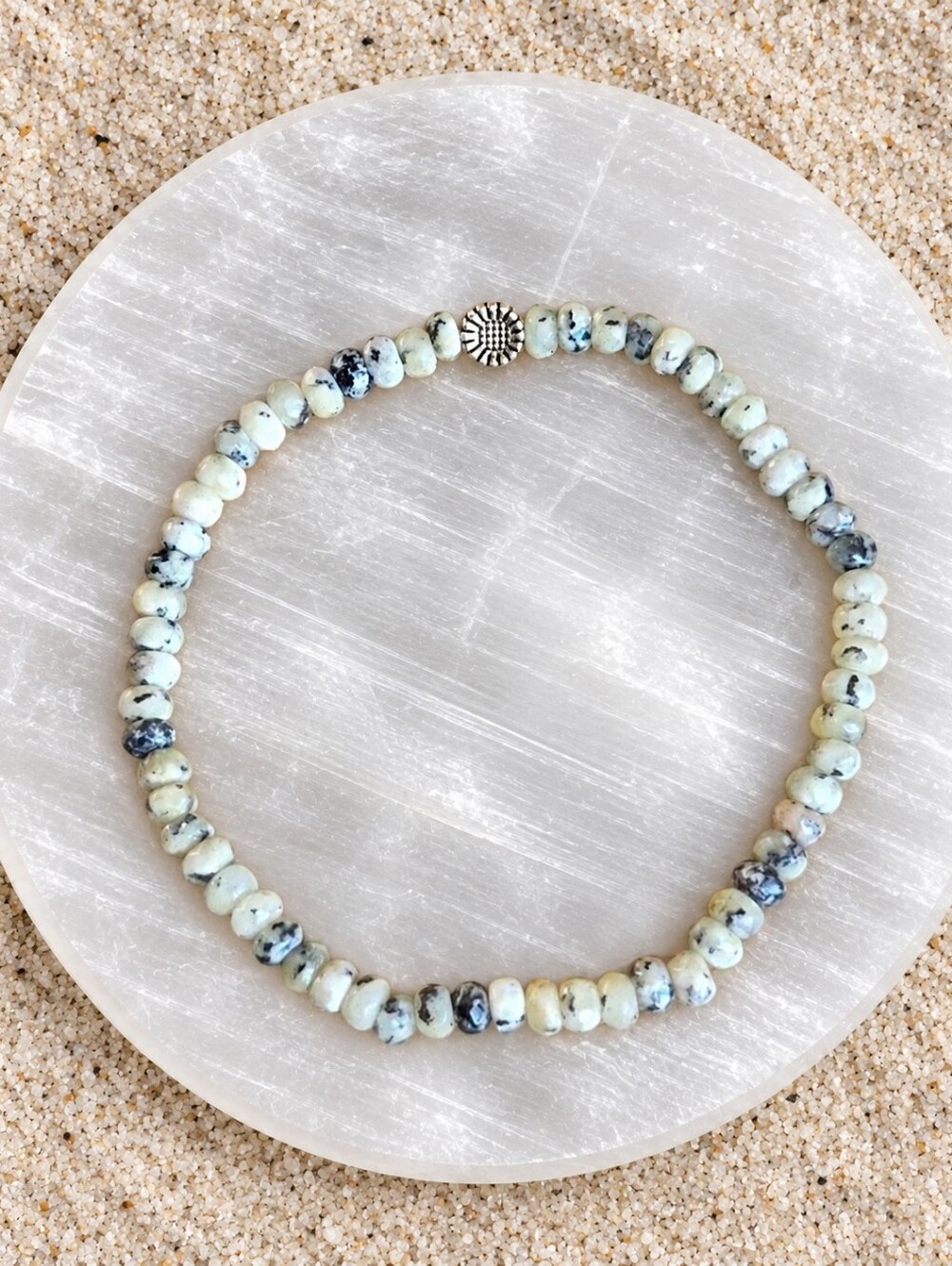 Yellow Turquoise Beaded Stretch Bracelet | Handmade